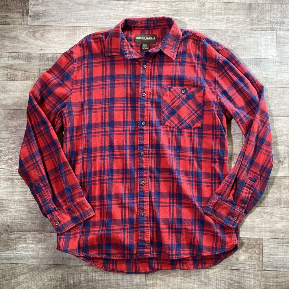 Outdoor Casuals Men’s Button Up Shirt Long sleeve Flannel Size XL